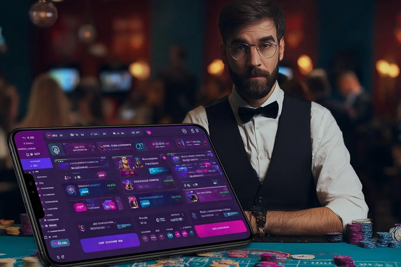 Un crupier de Betfun muestra la verificación de la cuenta en la tablet